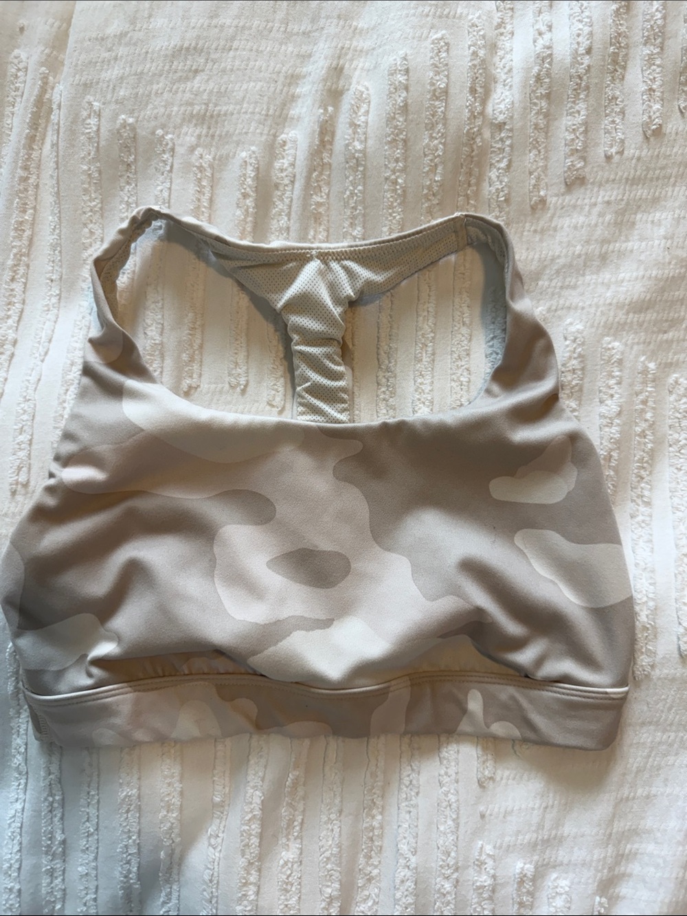 all in motion Neutral Camo Racerback Sports Bra in Light Gray